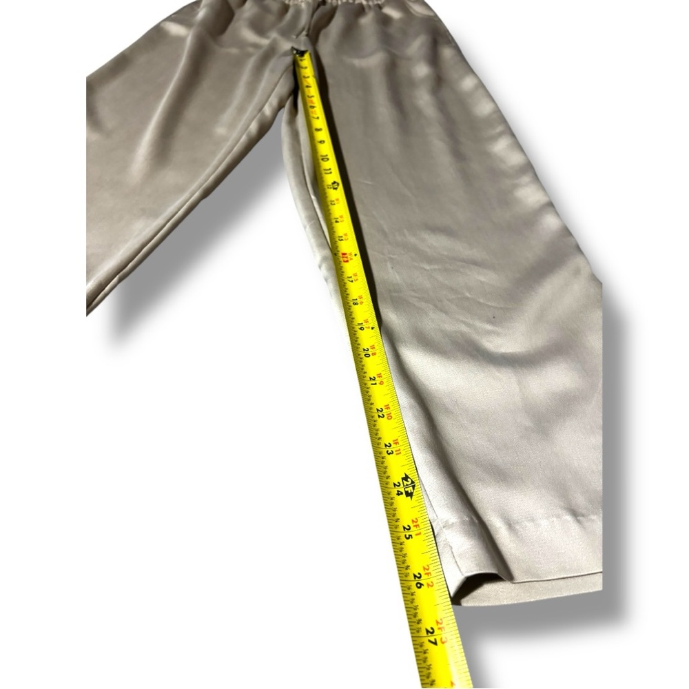 H&M Beige/Cream Soft Comfy High Drawstring Waist Satin Cropped Trousers - Picture 9 of 13